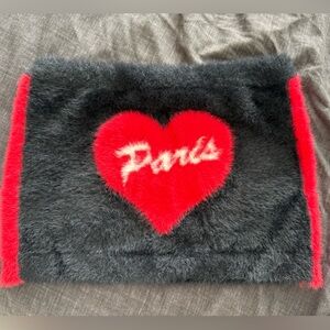 Forever 21 Black and Red Furry Clutch